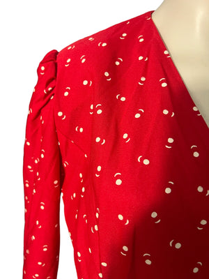 Vintage 80’s red peplum suit 14 L