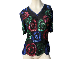 Vintage 70’s bead & sequin top S Stenay