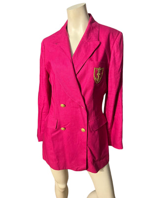 Vintage 80’s hot pink linen blazer 10 Stanley Black