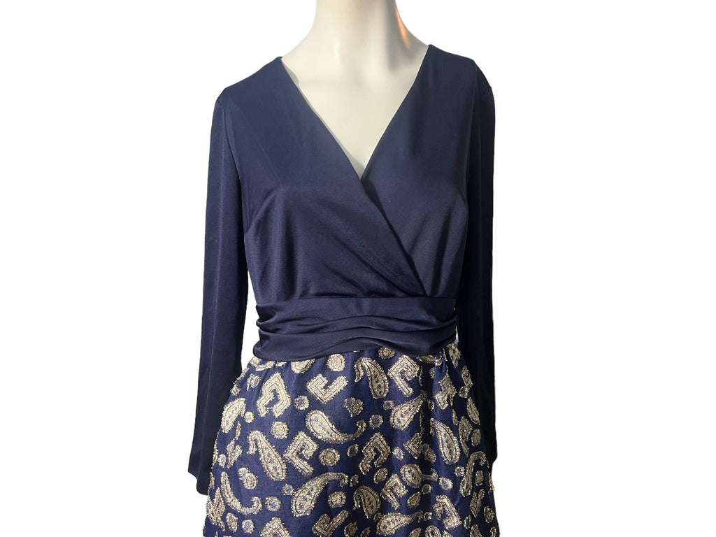 Vintage 70’s blue & gold maxi dress L Lee Jordan