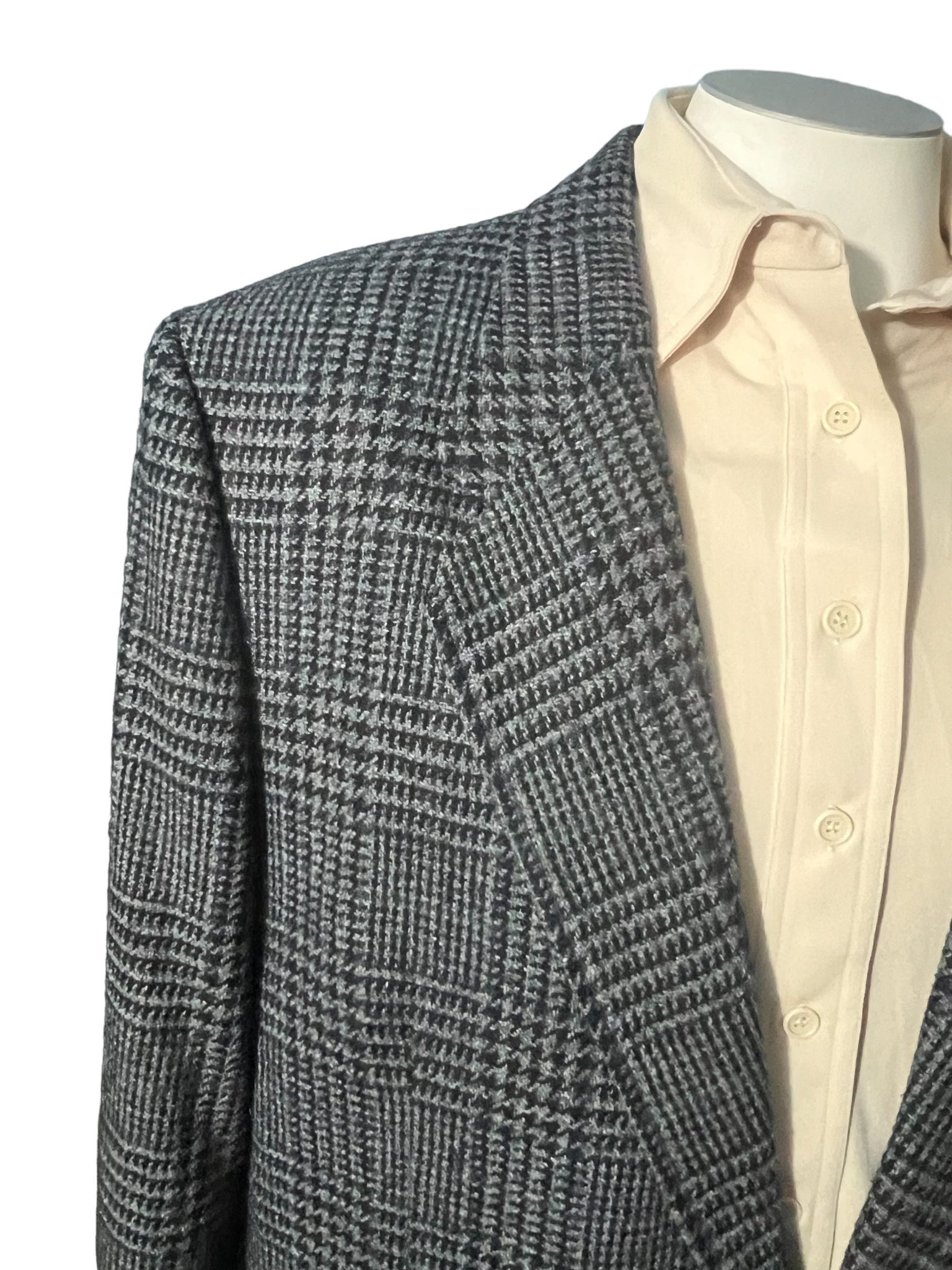 Vintage wool plaid men’s suit jacket 46L