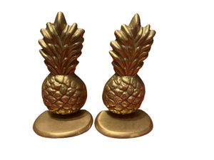 Vintage brass pineapple bookends