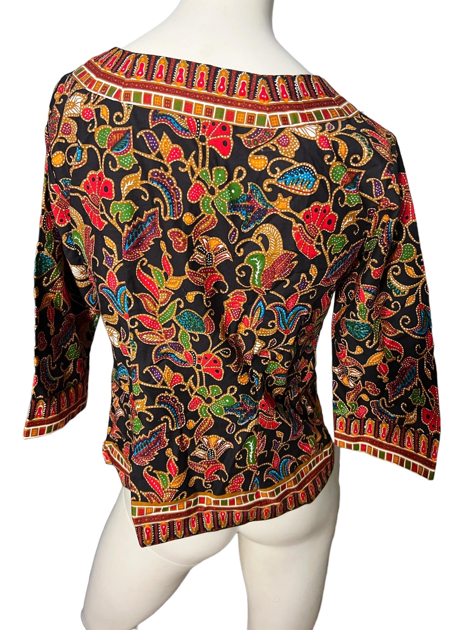 Vintage 70's batik top blouse M