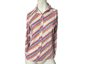 Vintage 70's Eileen Rainbow Disco Shirt L