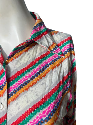 Vintage 70's Eileen Rainbow Disco Shirt L