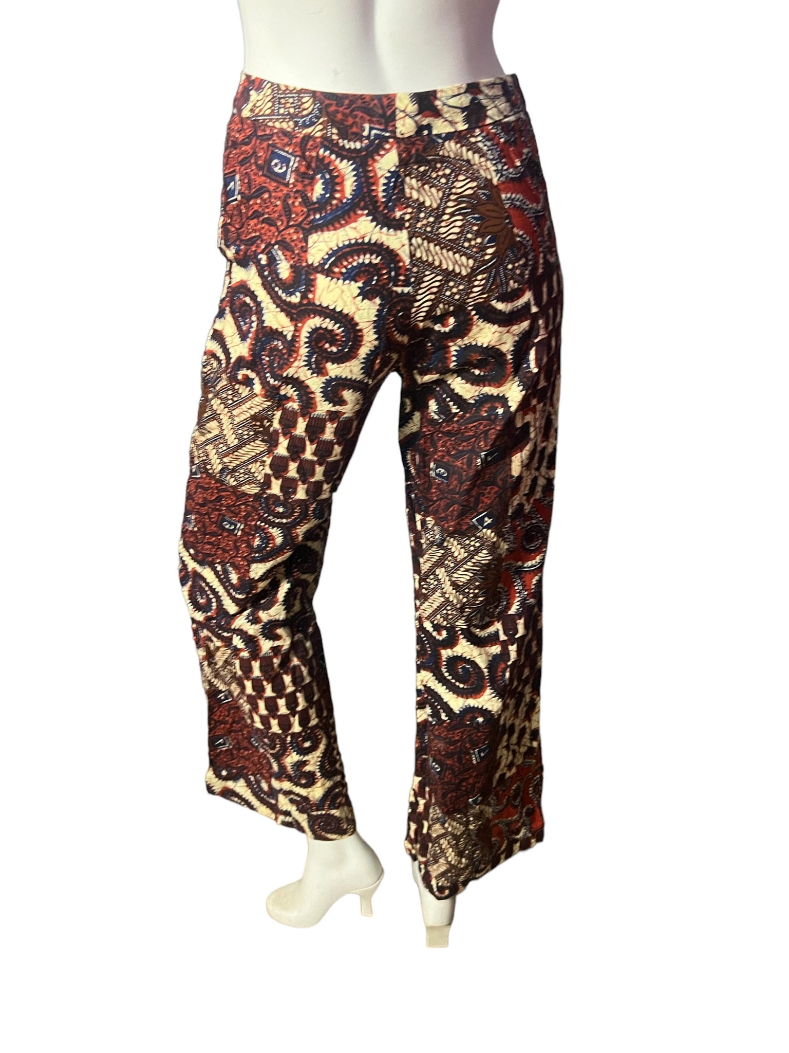 Vintage 70's batik bellbottom pantsuit S Howard Wolf