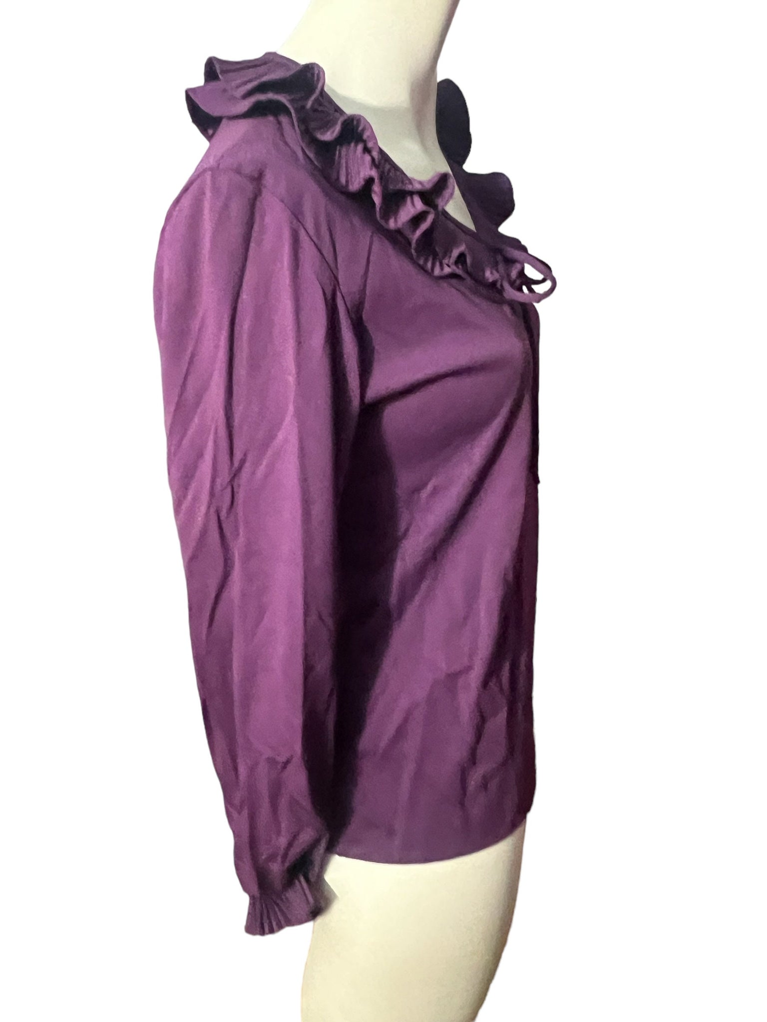 Vintage 70's purple shirt blouse M Rhonda Lee