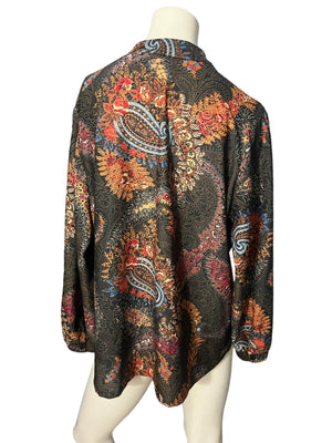 Vintage 70’s black paisley shirt L XL Carol Henry