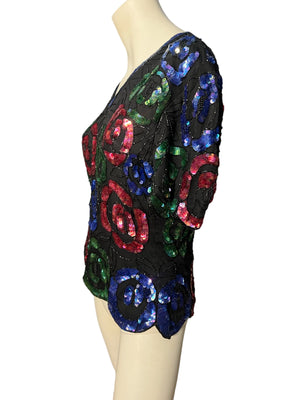 Vintage 70’s bead & sequin top S Stenay