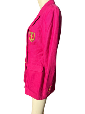 Vintage 80’s hot pink linen blazer 10 Stanley Black