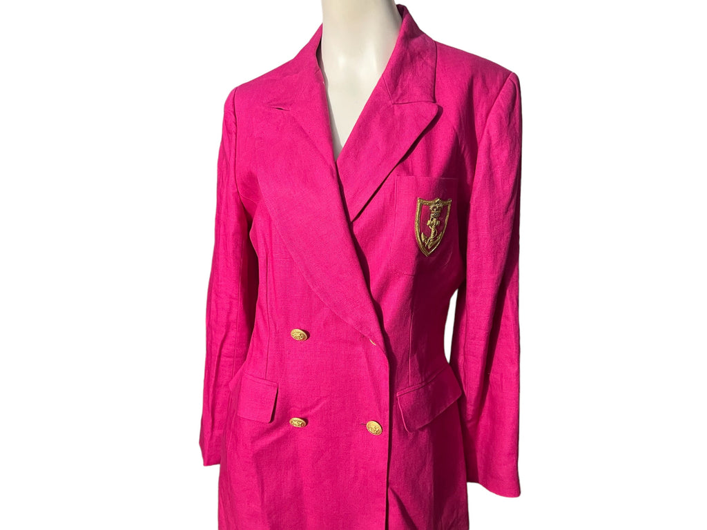 Vintage 80’s hot pink linen blazer 10 Stanley Black