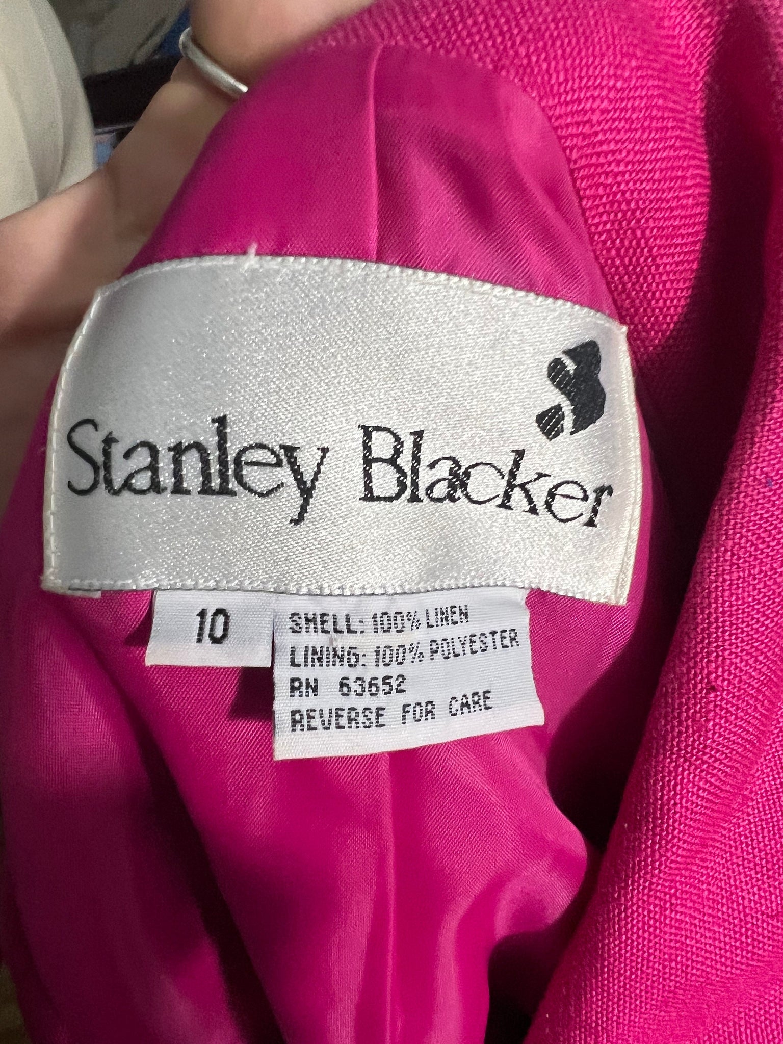 Vintage 80’s hot pink linen blazer 10 Stanley Black