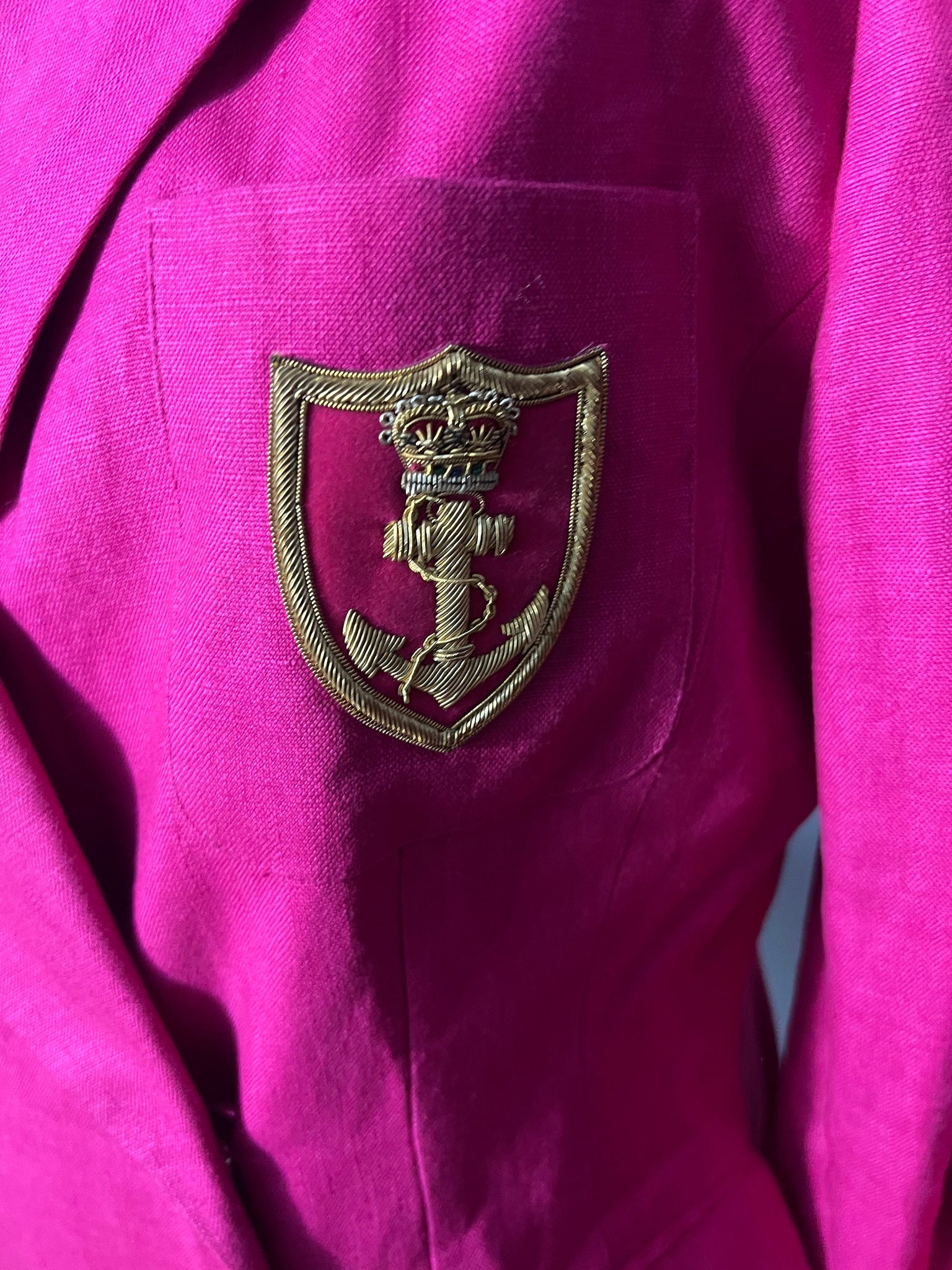 Vintage 80’s hot pink linen blazer 10 Stanley Black