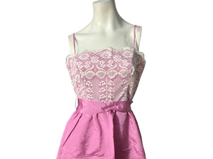 Vintage 70’s formal pink lace dress S