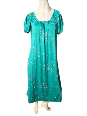 Vintage 70's green dress nightgown L