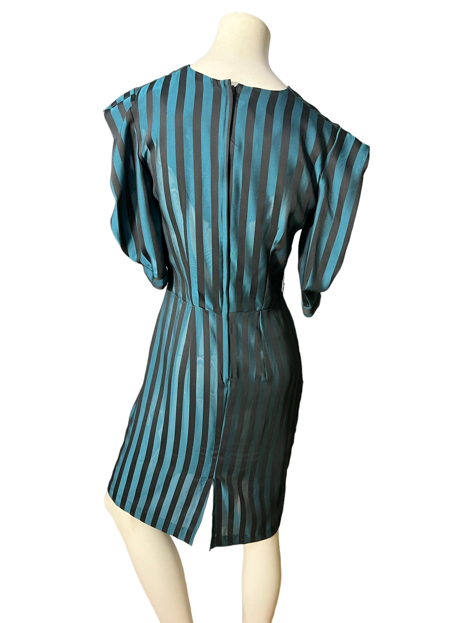 Vintage striped 80’s 70’s dress M green & black