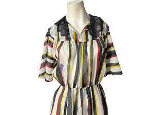 Vintage 80’s angel wing stripe dress M