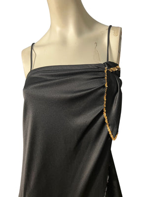 Vintage 70’s long black & gold dress M