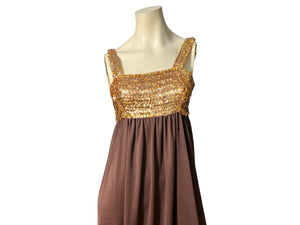 Vintage 70’s Coco gold & brown sequin dress S