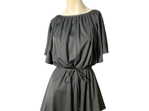 Vintage 70’s black dress ruffle M