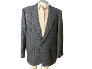 Vintage wool plaid men’s suit jacket 46L