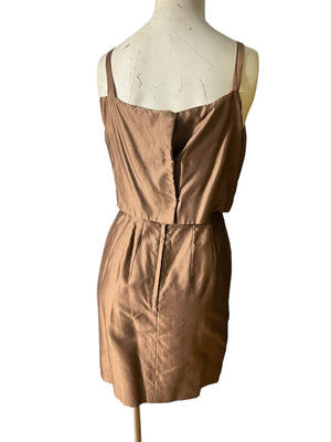 Vintage 60’s brown sheath dress S Formal