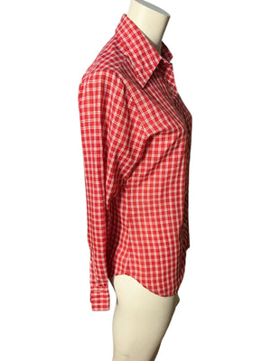 70’s red plaid blouse shirt M