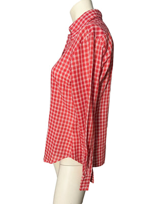 70’s red plaid blouse shirt M