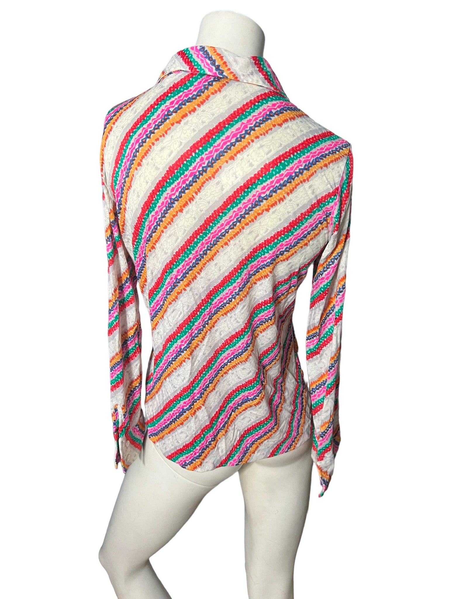 Vintage 70's Eileen Rainbow Disco Shirt L