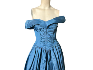 Vintage 80's Gunne Sax blue party dress S 5/6