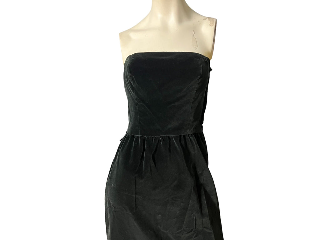 Vintage black strapless 70’s 80's dress M