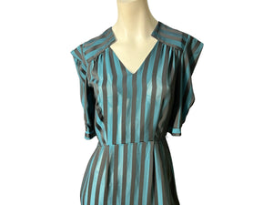 Vintage striped 80’s 70’s dress M green & black