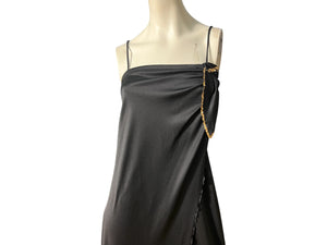 Vintage 70’s long black & gold dress M