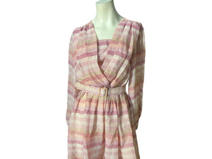 Vintage 80's pink striped sheer dress 10 Discovery