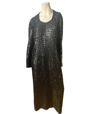 Vintage 70’s black sequin dress L XL