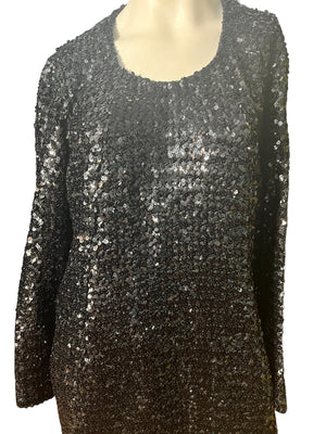 Vintage 70’s black sequin dress L XL