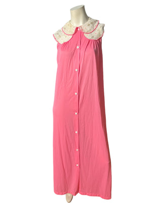 Vintage 70's pink long nightgown S Sans Souci