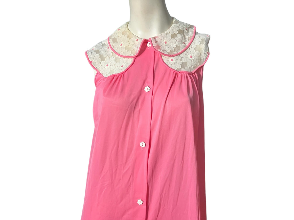 Vintage 70's pink long nightgown S Sans Souci