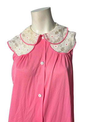 Vintage 70's pink long nightgown S Sans Souci