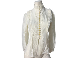 Vintage 70’s prairie victorian blouse white M