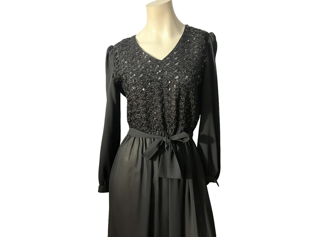 Vintage black 70’s COCO sequin dress M