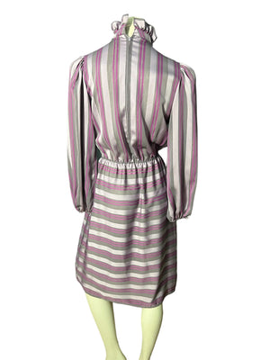 Vintage 80's purple striped ruffle dress M Donna Morgan