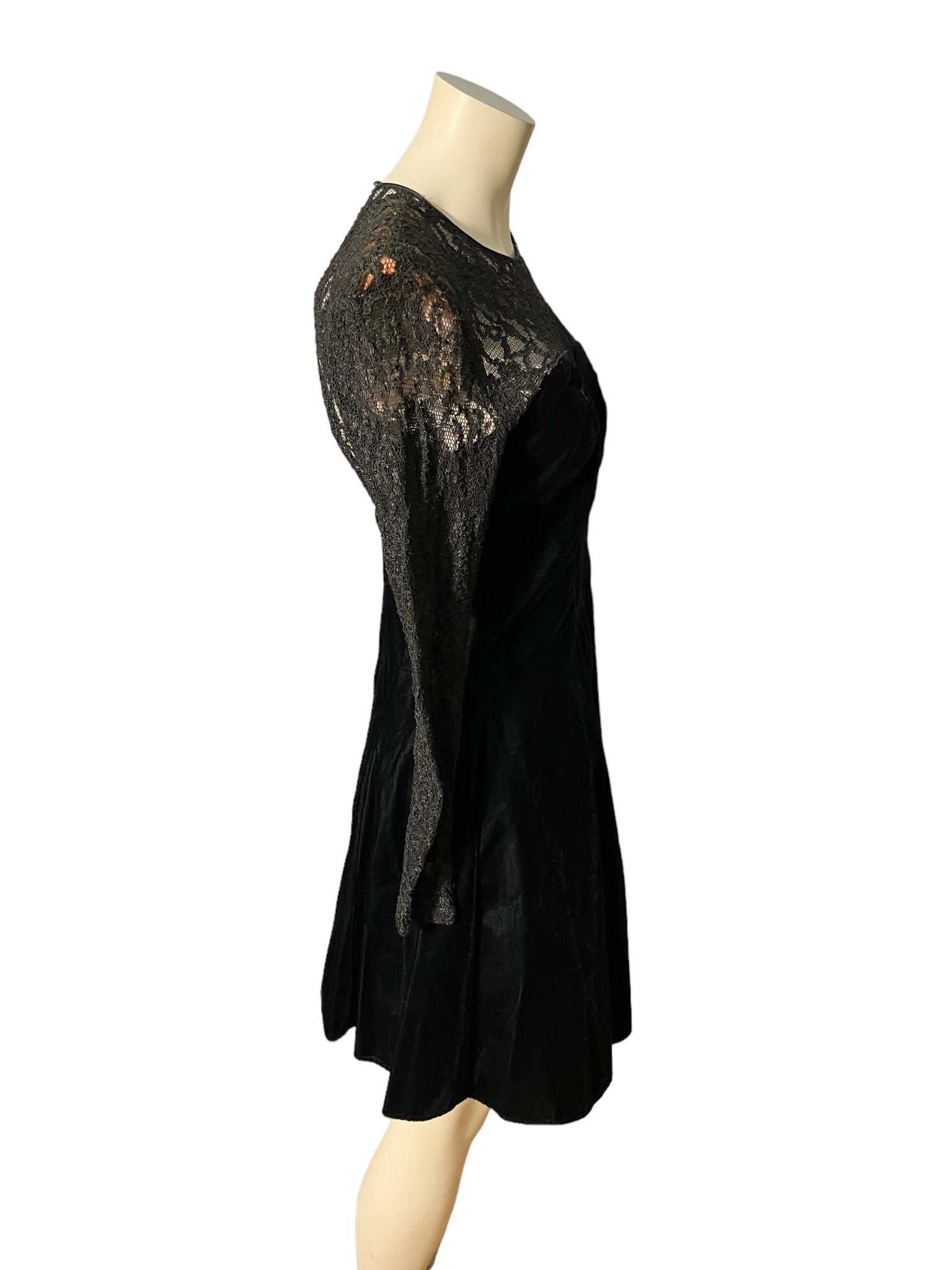 Vintage 80's black velvet party dress Zum Zum M