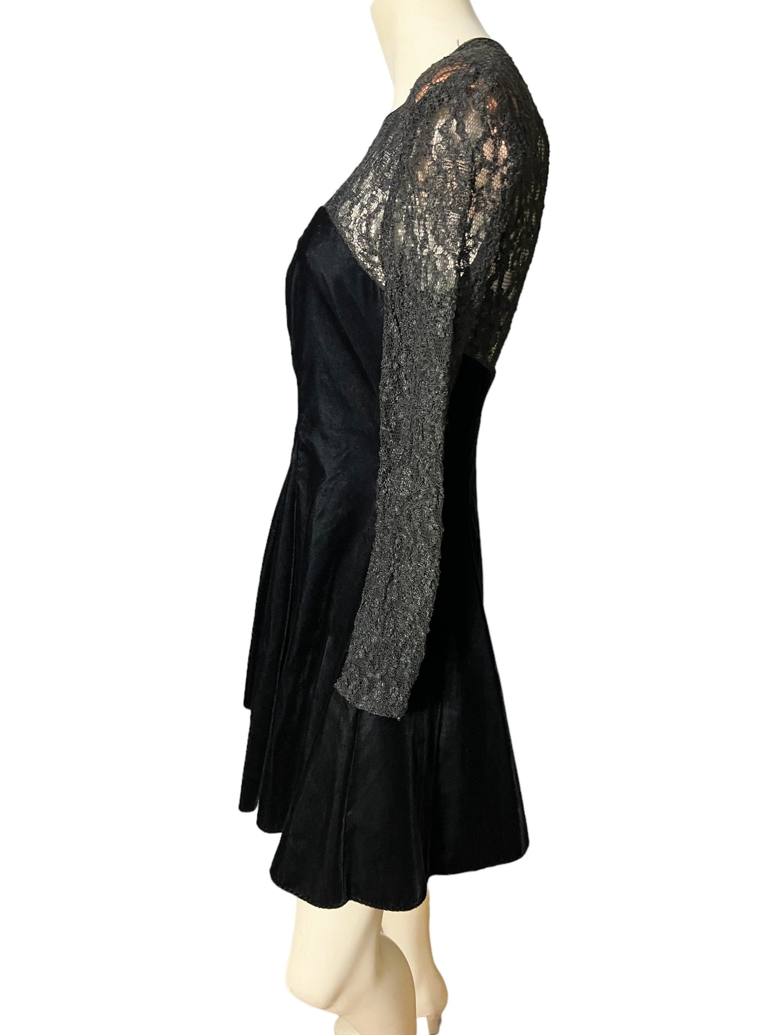 Vintage 80's black velvet party dress Zum Zum M