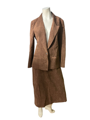 Vintage Ultra Suede brown suit 18 L Count Romi