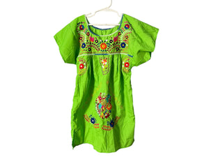 Vintage kids Mexican dress green