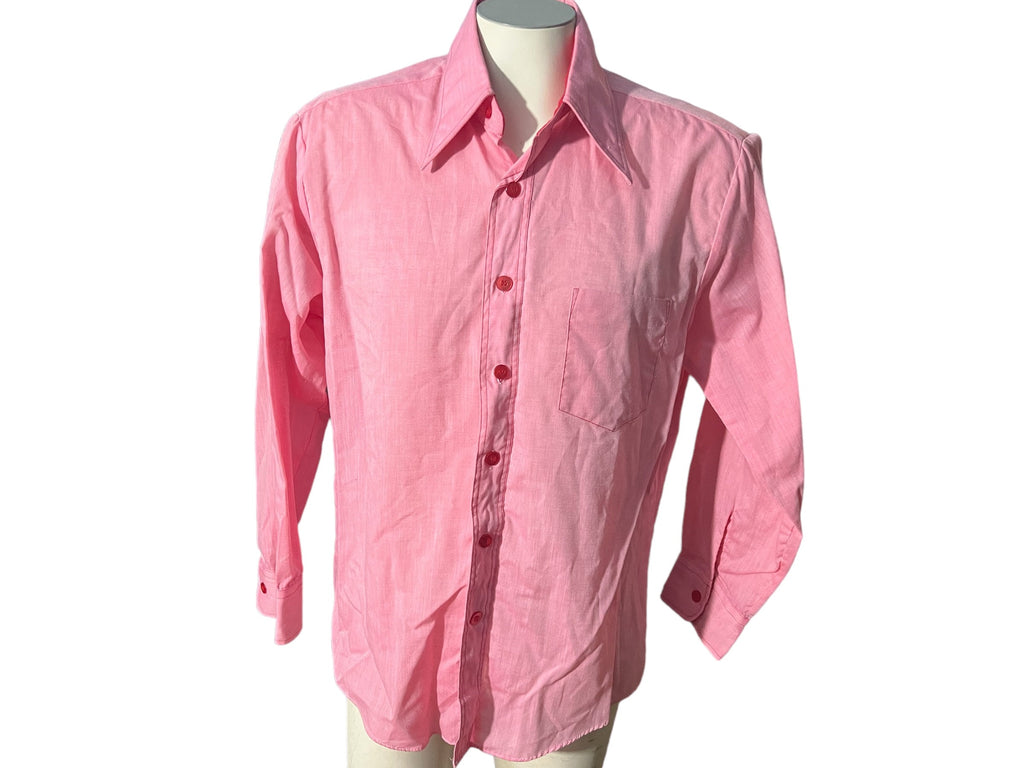 Vintage 70’s pink & red men's shirt L