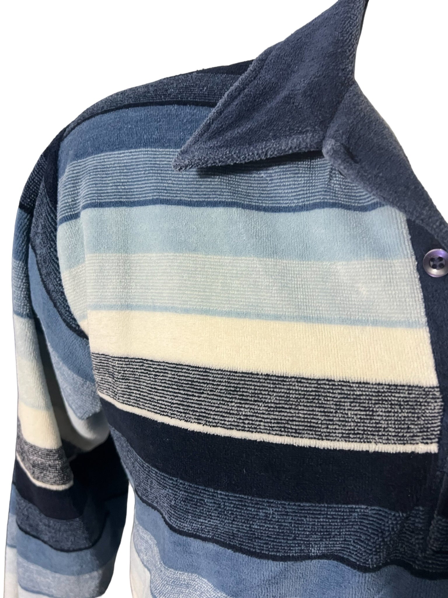 Vintage 70's Campus blue striped terry shirt L