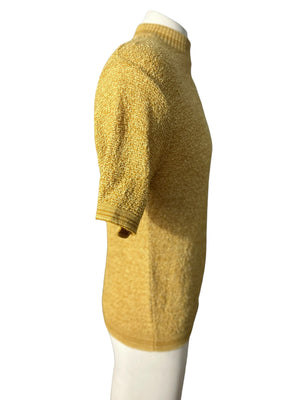 Vintage 60’s mustard knit shirt sweater M Sears