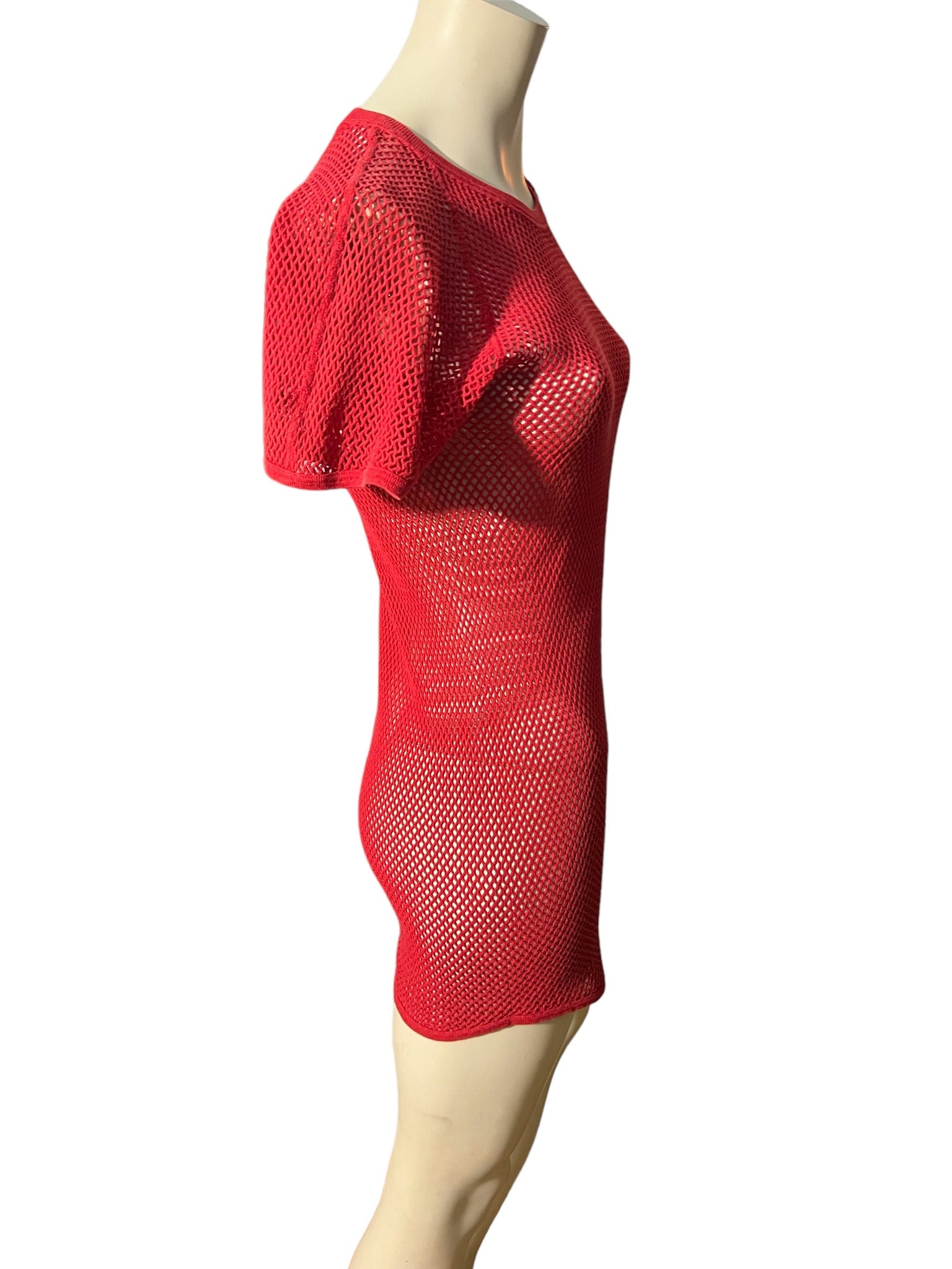 Vintage 80’s red mesh fishnet dress S M